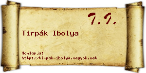 Tirpák Ibolya névjegykártya